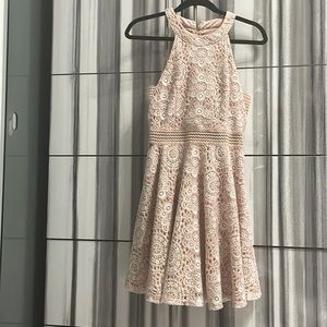 City triangles pink and ivory lace mini dress. Size L . New  without tag.